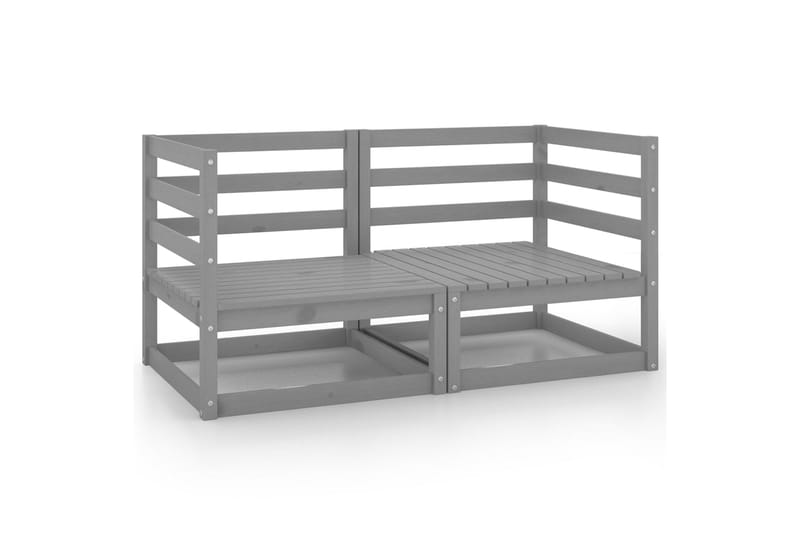 Utendørs hjørnesofaer 2 stk grå heltre furu - Grå - Hagemøbler - Loungemøbler - Moduler - Hjørnemodul hagesofa