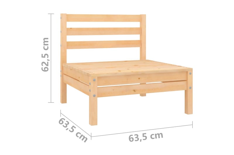 Utendørs midtsofa heltre furu - Brun - Moduler - Midtmodul hagesofa