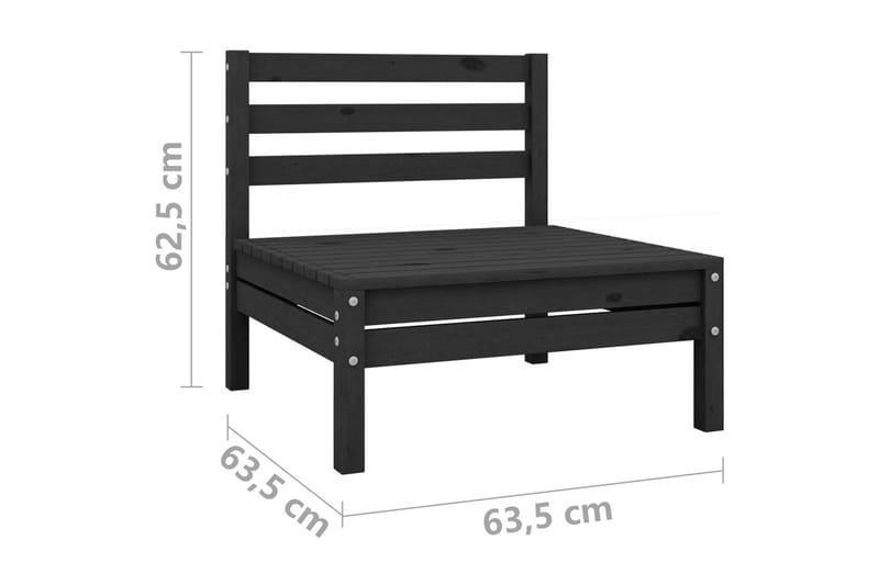 Utendørs midtsofa heltre furu svart - Svart - Moduler - Midtmodul hagesofa