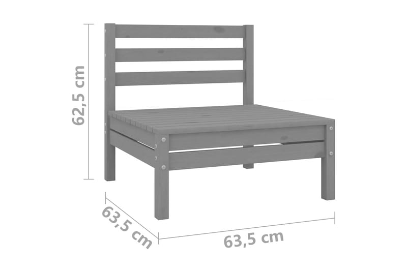 Utendørs midtsofaer 2 stk grå heltre furu - Grå - Moduler - Midtmodul hagesofa