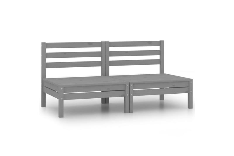 Utendørs midtsofaer 2 stk grå heltre furu - Grå - Hagemøbler - Loungemøbler - Moduler