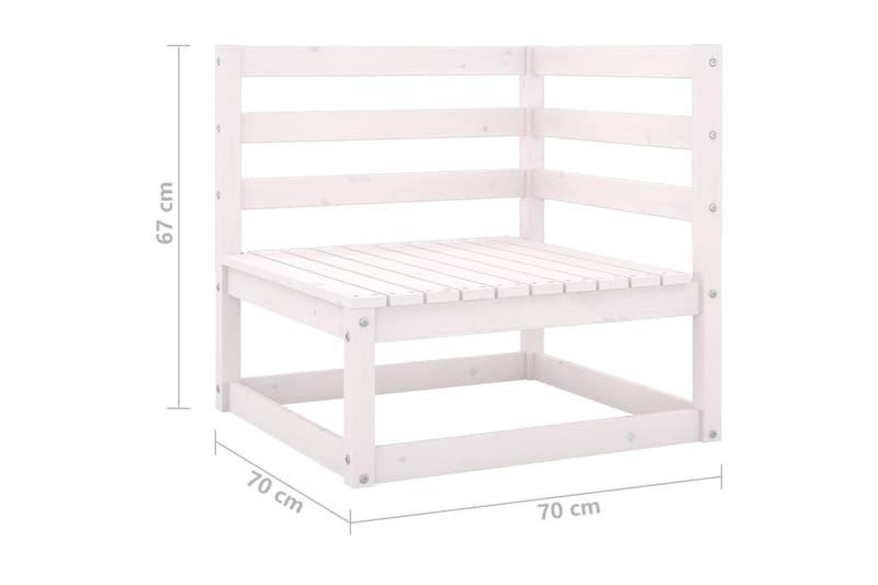 Utendörs hjörnesofa heltre furu hvit - Hvit - Hagemøbler - Loungemøbler - Moduler - Hjørnemodul hagesofa