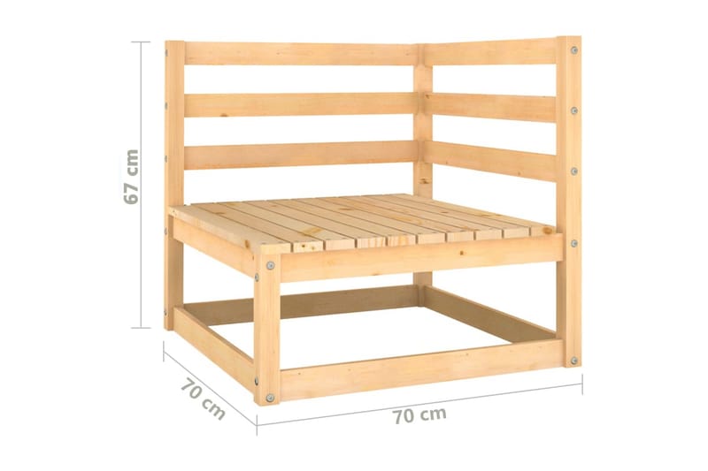 Utendörs hjörnesofaer 2 stk heltre furu - Brun - Hagemøbler - Loungemøbler - Moduler - Hjørnemodul hagesofa