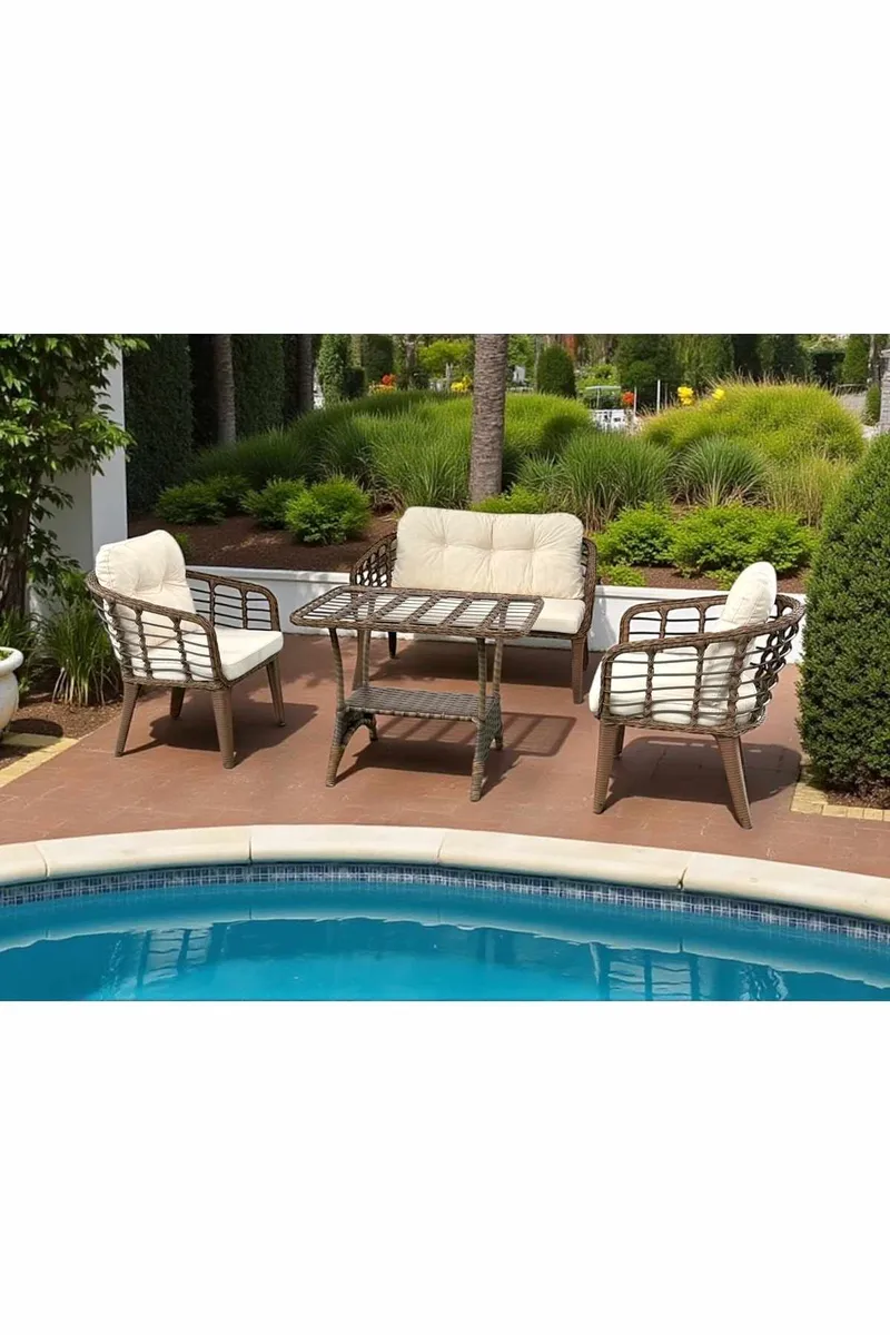 Garden Lounge Set Atelier Del Sofa Brun krem - Hagemøbler - Loungemøbler - Sofagruppe utendørs