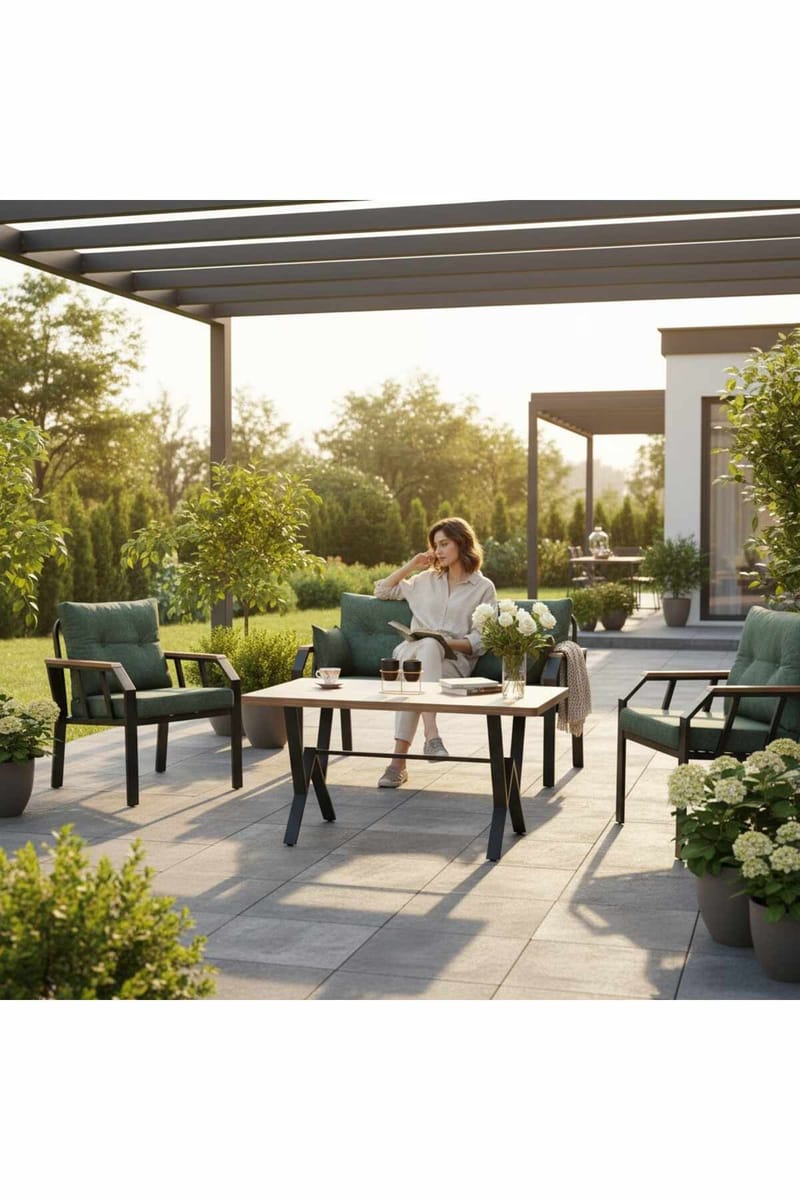Garden Lounge Set Atelier Del Sofa Grønn svart - Hagemøbler - Loungemøbler - Sofagruppe utendørs