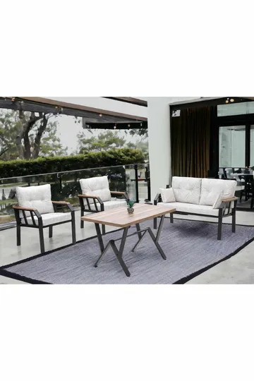 Garden Lounge Set Atelier Del Sofa Krem svart - Hagemøbler - Loungemøbler - Sofagruppe utendørs