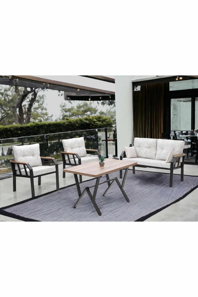 Garden Lounge Set Atelier Del Sofa Krem svart - Hagemøbler - Loungemøbler - Sofagruppe utendørs