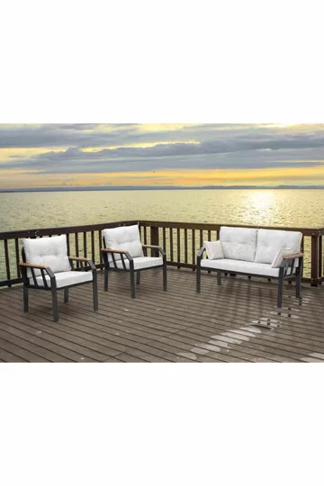 Garden Lounge Set Atelier Del Sofa Krem svart - Hagemøbler - Loungemøbler - Sofagruppe utendørs