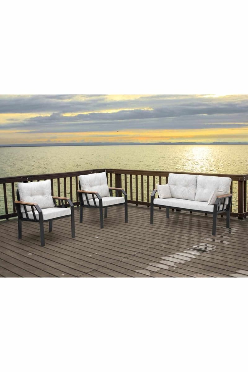 Garden Lounge Set Atelier Del Sofa Krem svart - Hagemøbler - Loungemøbler - Sofagruppe utendørs