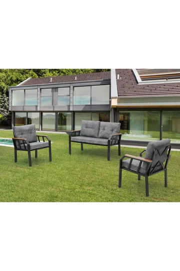 Garden Lounge Set Atelier Del Sofa Mørk grå - Mørkegrå - Hagemøbler - Loungemøbler - Sofagruppe utendørs
