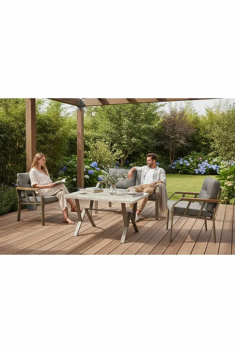 Garden Lounge Set Atelier Del Sofa Svart hvit gull - Hagemøbler - Loungemøbler - Sofagruppe utendørs