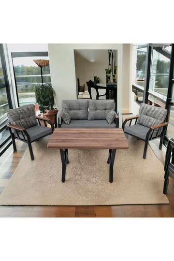 Garden Lounge Set Atelier Del Sofa Svart hvit - Hagemøbler - Loungemøbler - Sofagruppe utendørs