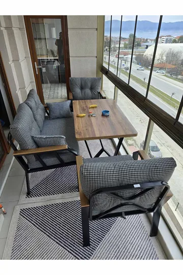 Garden Lounge Set Atelier Del Sofa Svart hvit - Hagemøbler - Loungemøbler - Sofagruppe utendørs