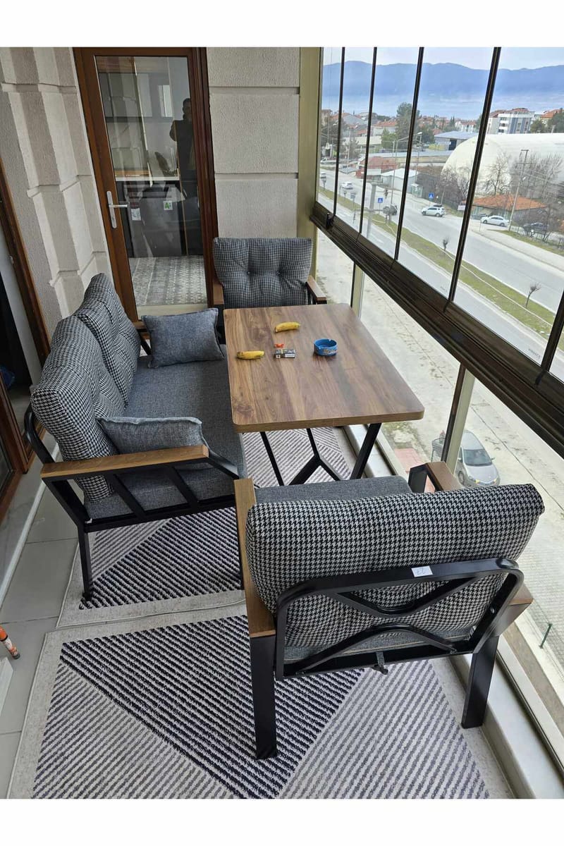 Garden Lounge Set Atelier Del Sofa Svart hvit - Hagemøbler - Loungemøbler - Sofagruppe utendørs