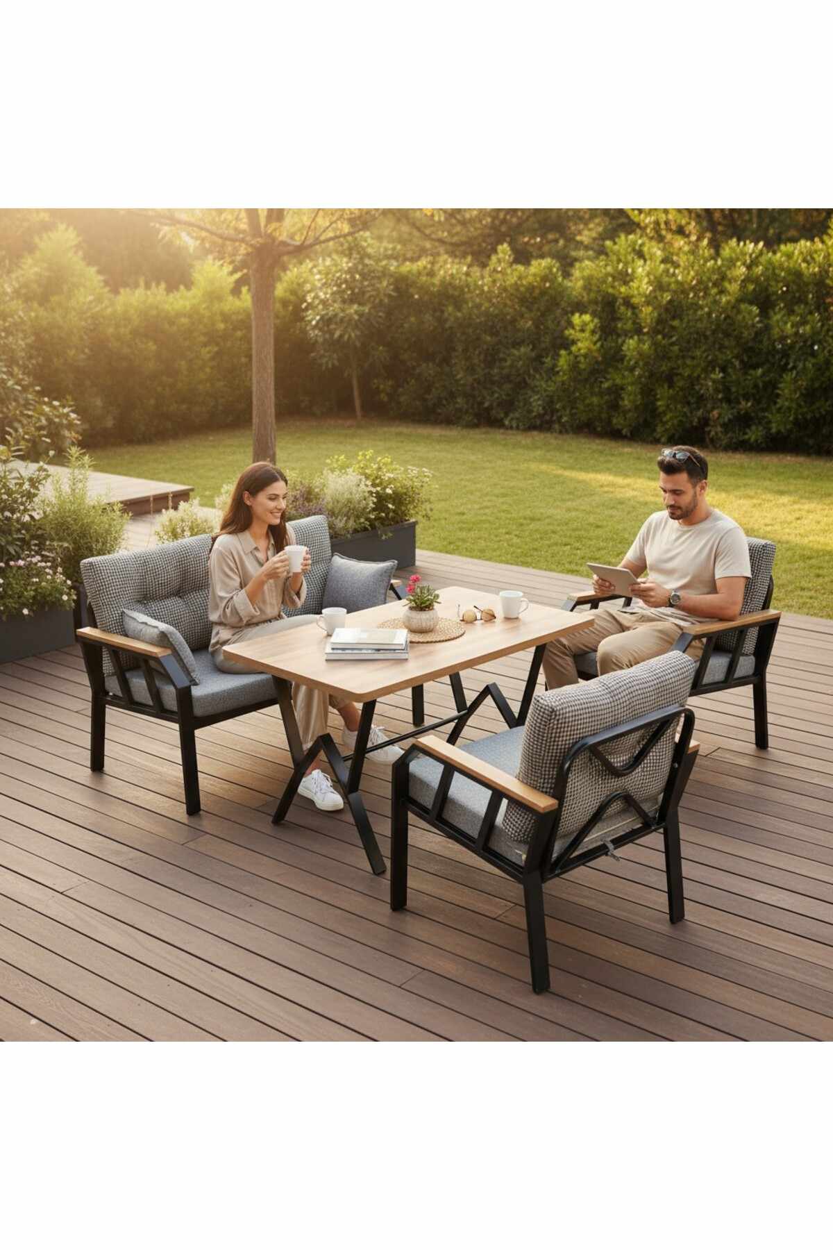 Garden Lounge Set Atelier Del Sofa Svart hvit -