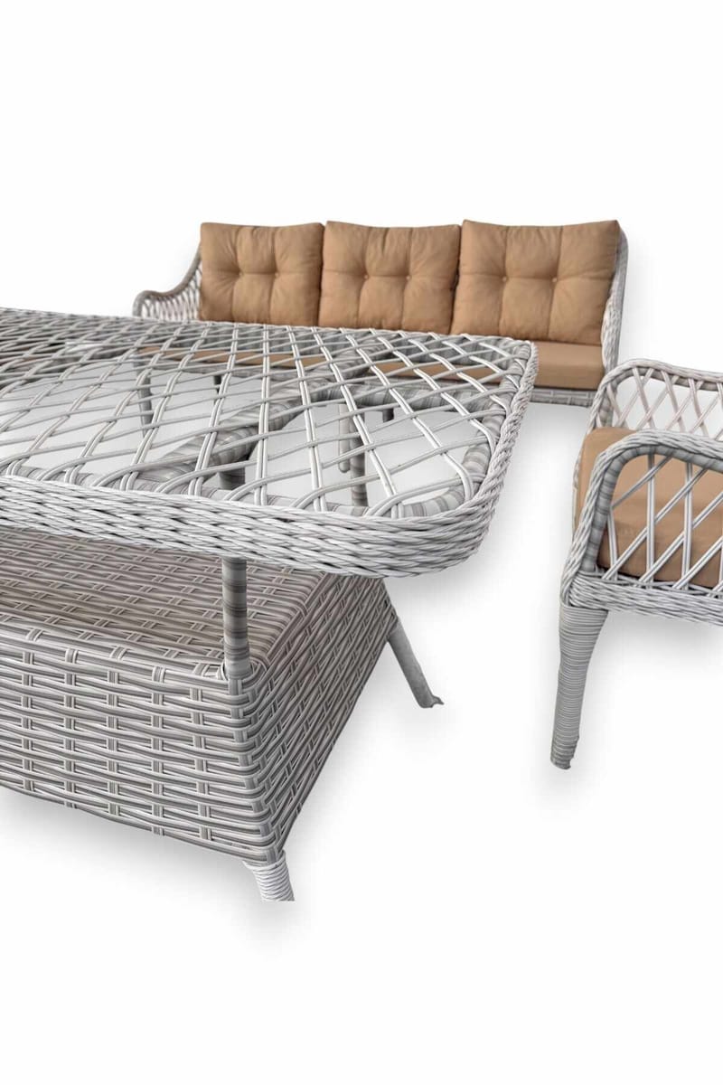 Hage-loungesett Atelier Del Sofa Hisar 3+1+1 (170 x 78 x 56 cm) Beige hvit - Hagemøbler - Loungemøbler - Sofagruppe utendørs