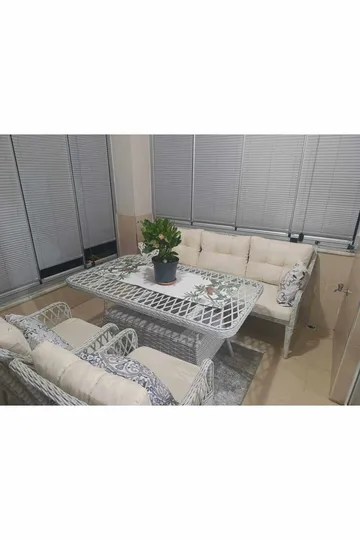 Hage-loungesett Atelier Del Sofa Hisar 3+1+1 (170 x 78 x 56 cm) Beige - Hagemøbler - Loungemøbler - Sofagruppe utendørs