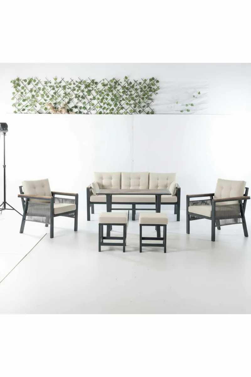 Hage-loungesett Atelier Del Sofa Lilyum 3+1+1+2 (170 x 78 x 60 cm) Krem - Hagemøbler - Loungemøbler - Sofagruppe utendørs