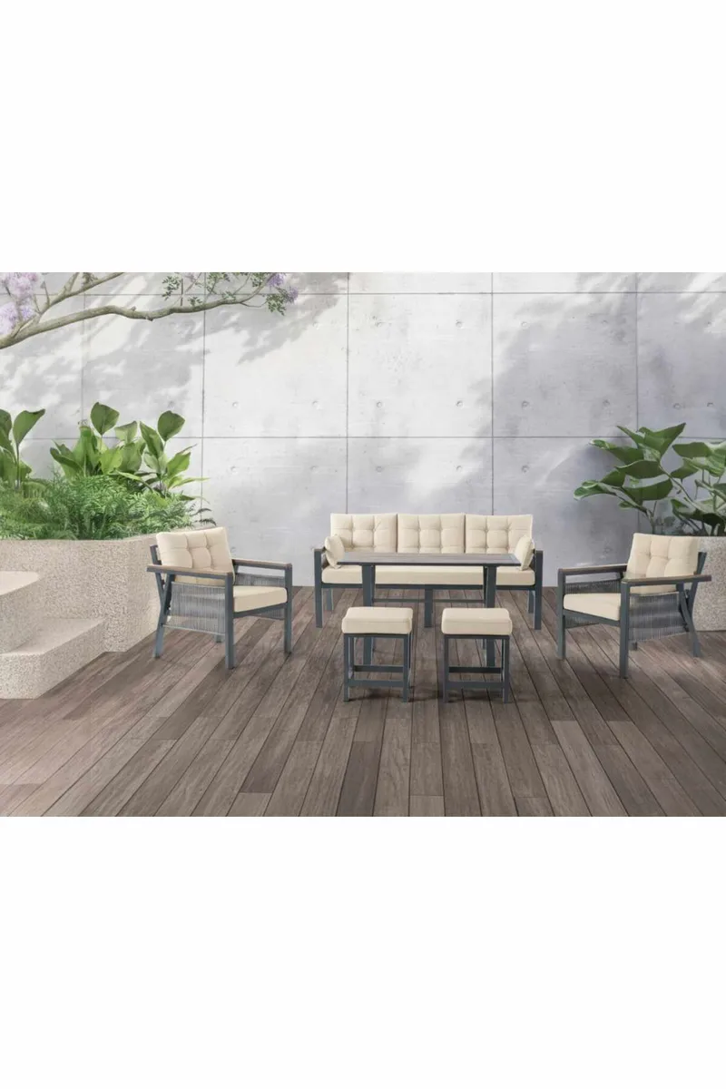 Hage-loungesett Atelier Del Sofa Lilyum 3+1+1+2 (170 x 78 x 60 cm) Krem - Hagemøbler - Loungemøbler - Sofagruppe utendørs