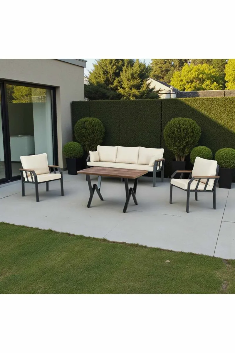 Hage-loungesett Atelier Del Sofa Nergiz 3+1+1 (200 x 78 x 58 cm) Beige - Hagemøbler - Loungemøbler - Sofagruppe utendørs