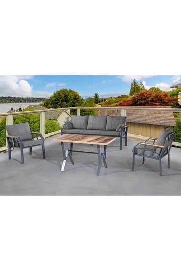 Hage-loungesett Atelier Del Sofa Nergiz 3+1+1 (200 x 78 x 58 cm) Mørk grå - Mørkegrå - Hagemøbler - Loungemøbler - Sofagruppe utendørs
