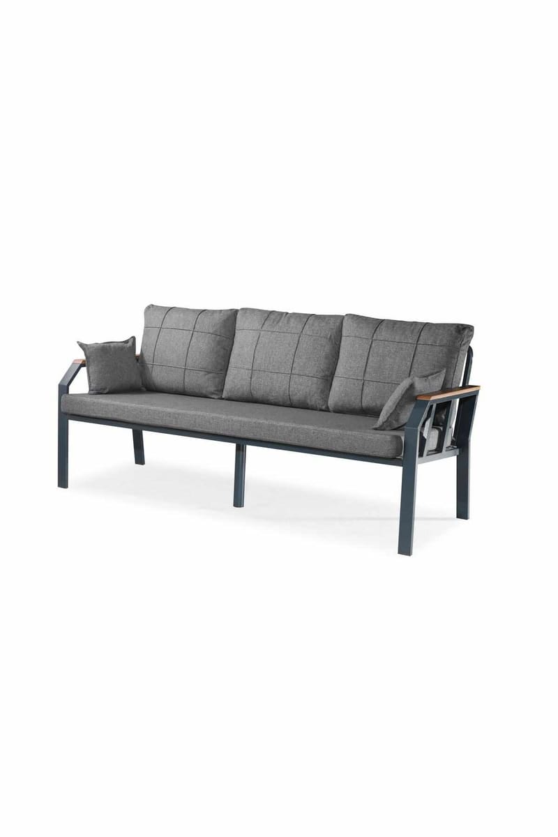 Hage-loungesett Atelier Del Sofa Nergiz 3+1+1 (200 x 78 x 58 cm) Mørk grå - Mørkegrå - Hagemøbler - Loungemøbler - Sofagruppe utendørs