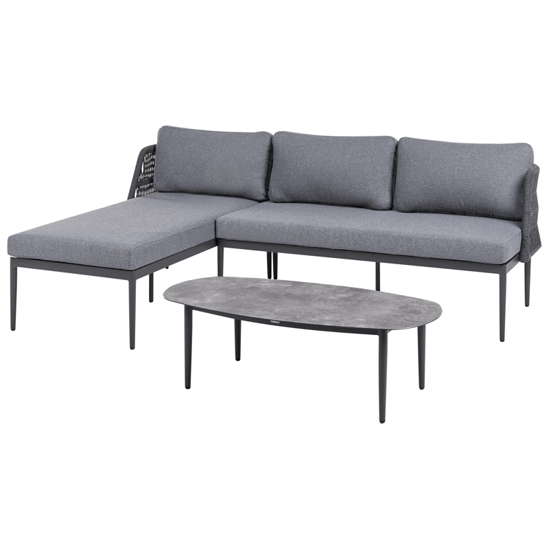 Hjørnesofa utendørs med bord 3-seter Leffe høyrevendt - Grå - Hagemøbler - Loungemøbler - Sofagruppe utendørs
