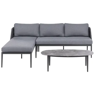 Hjørnesofa utendørs med bord 3-seter Leffe høyrevendt - Grå - Hagemøbler - Loungemøbler - Sofagruppe utendørs
