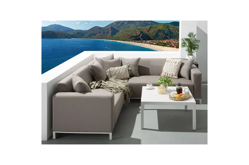 Hörnsoffa Beliani Belize Beige||White - Hagemøbler - Loungemøbler - Sofagruppe utendørs