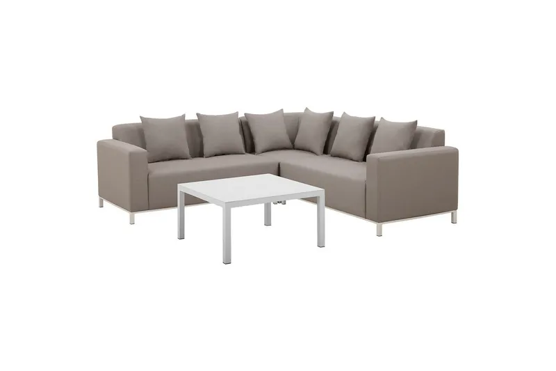 Hörnsoffa Beliani Belize Beige||White - Hagemøbler - Loungemøbler - Sofagruppe utendørs