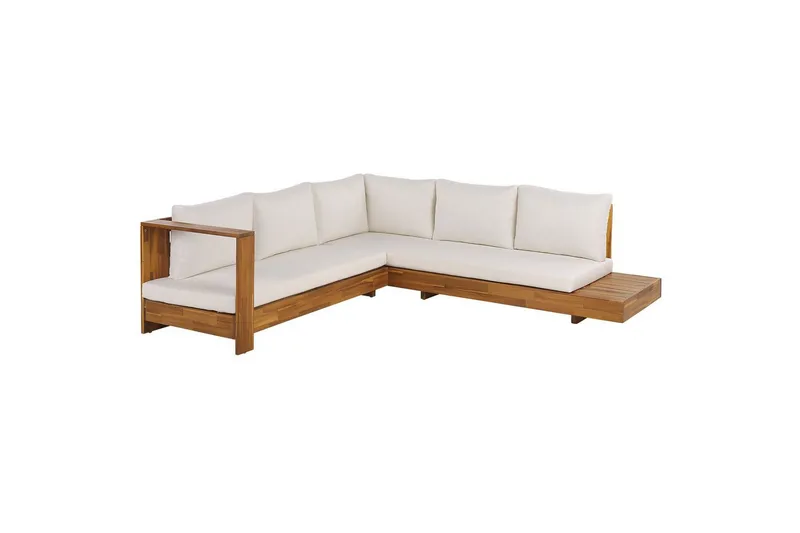 Hörnsoffa Beliani Marettimo Light wood||White - Hagemøbler - Loungemøbler - Lounge sofa