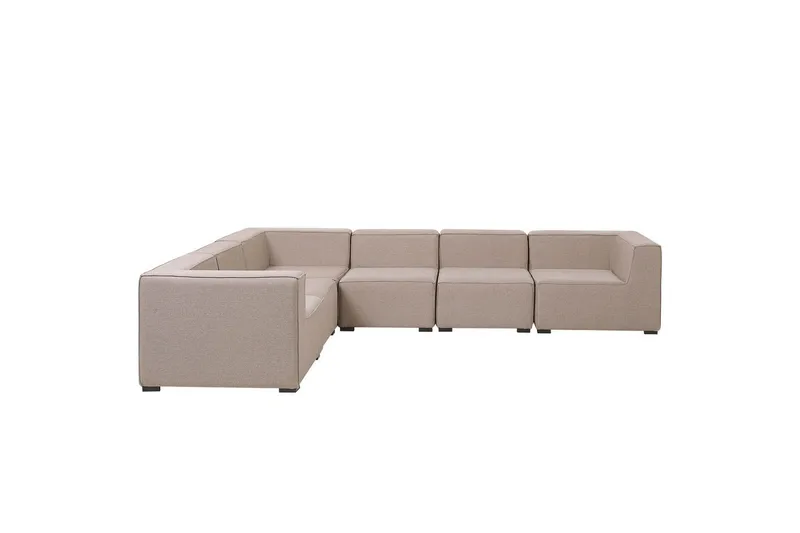 Hörnsoffa med fotpall Beliani Arezzo Beige/svart, Högervänd Beige, Black Left-faced - Hagemøbler - Loungemøbler - Sofagruppe utendørs
