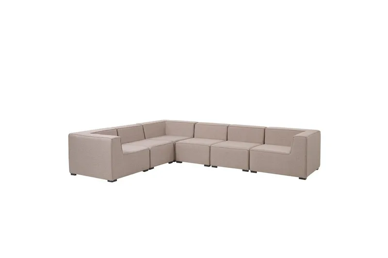 Hörnsoffa med fotpall Beliani Arezzo Beige/svart, Högervänd Beige, Black Left-faced - Hagemøbler - Loungemøbler - Sofagruppe utendørs