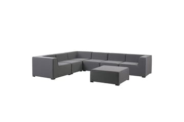 Hörnsoffa med fotpall Beliani Arezzo Beige/svart, Högervänd Dark grey, Black Left-faced - Hagemøbler - Loungemøbler - Sofagruppe utendørs