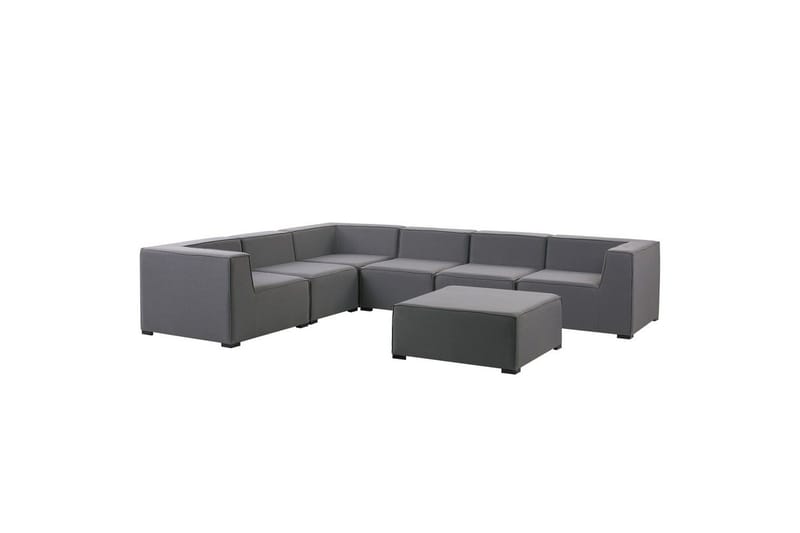 Hörnsoffa med fotpall Beliani Arezzo Beige/svart, Högervänd Dark grey, Black Left-faced - Hagemøbler - Loungemøbler - Lounge sofa