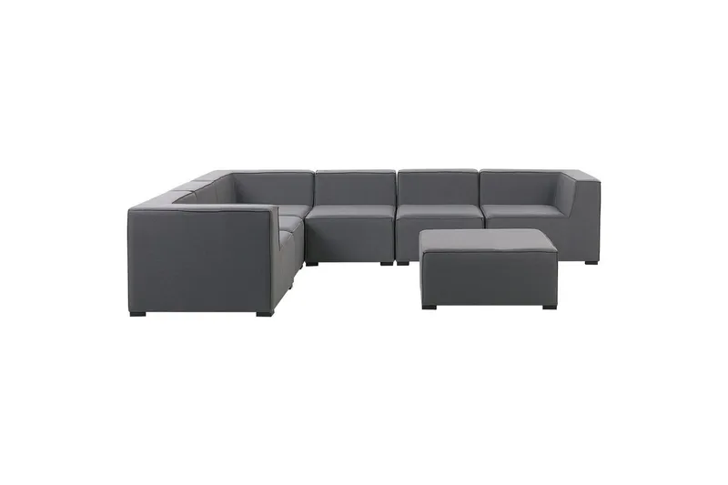 Hörnsoffa med fotpall Beliani Arezzo Beige/svart, Högervänd Dark grey, Black Left-faced - Hagemøbler - Loungemøbler - Lounge sofa