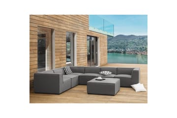 Hörnsoffa med fotpall Beliani Arezzo Beige/svart, Högervänd Dark grey, Black Left-faced - Hagemøbler - Loungemøbler - Sofagruppe utendørs