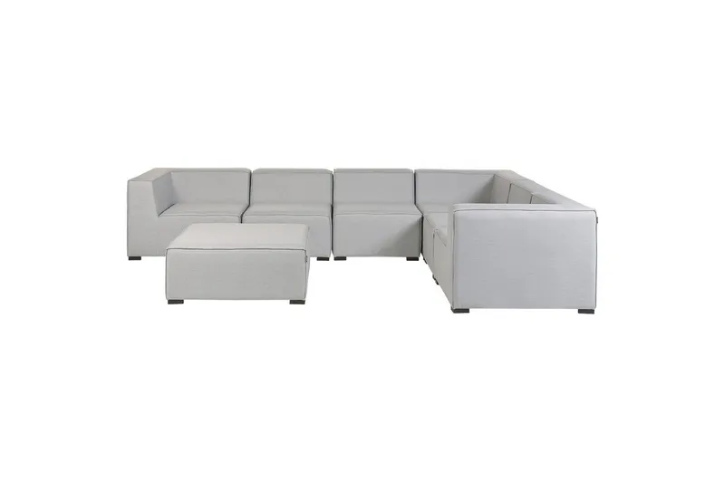 Hörnsoffa med fotpall Beliani Arezzo Beige/svart, Högervänd Grey, Black Left-faced - Hagemøbler - Loungemøbler - Lounge sofa