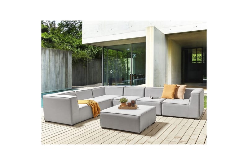 Hörnsoffa med fotpall Beliani Arezzo Beige/svart, Högervänd Grey, Black Left-faced - Hagemøbler - Loungemøbler - Lounge sofa