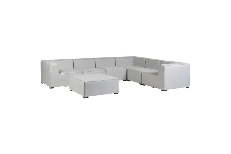 Hörnsoffa med fotpall Beliani Arezzo Beige/svart, Högervänd Grey, Black Right-faced - Hagemøbler - Loungemøbler - Lounge sofa