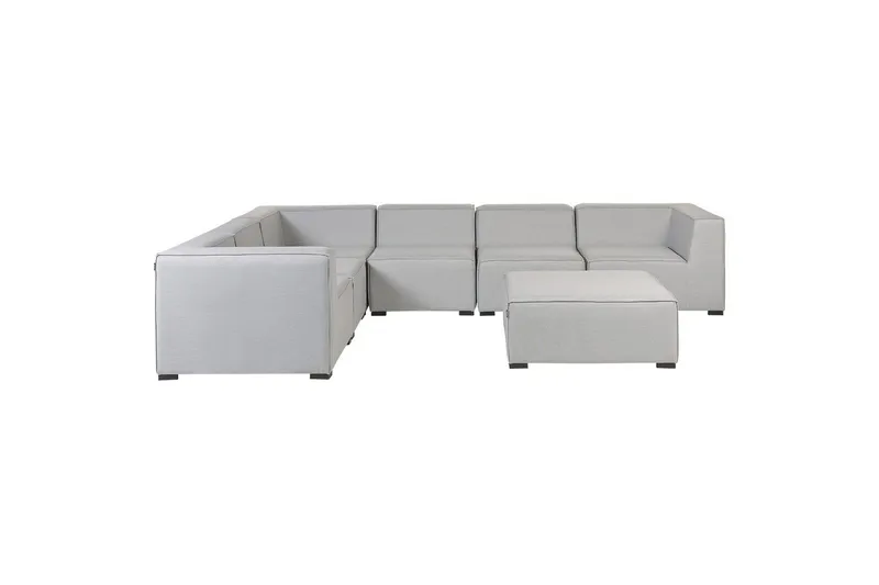 Hörnsoffa med fotpall Beliani Arezzo Beige/svart, Högervänd Grey, Black Right-faced - Hagemøbler - Loungemøbler - Lounge sofa