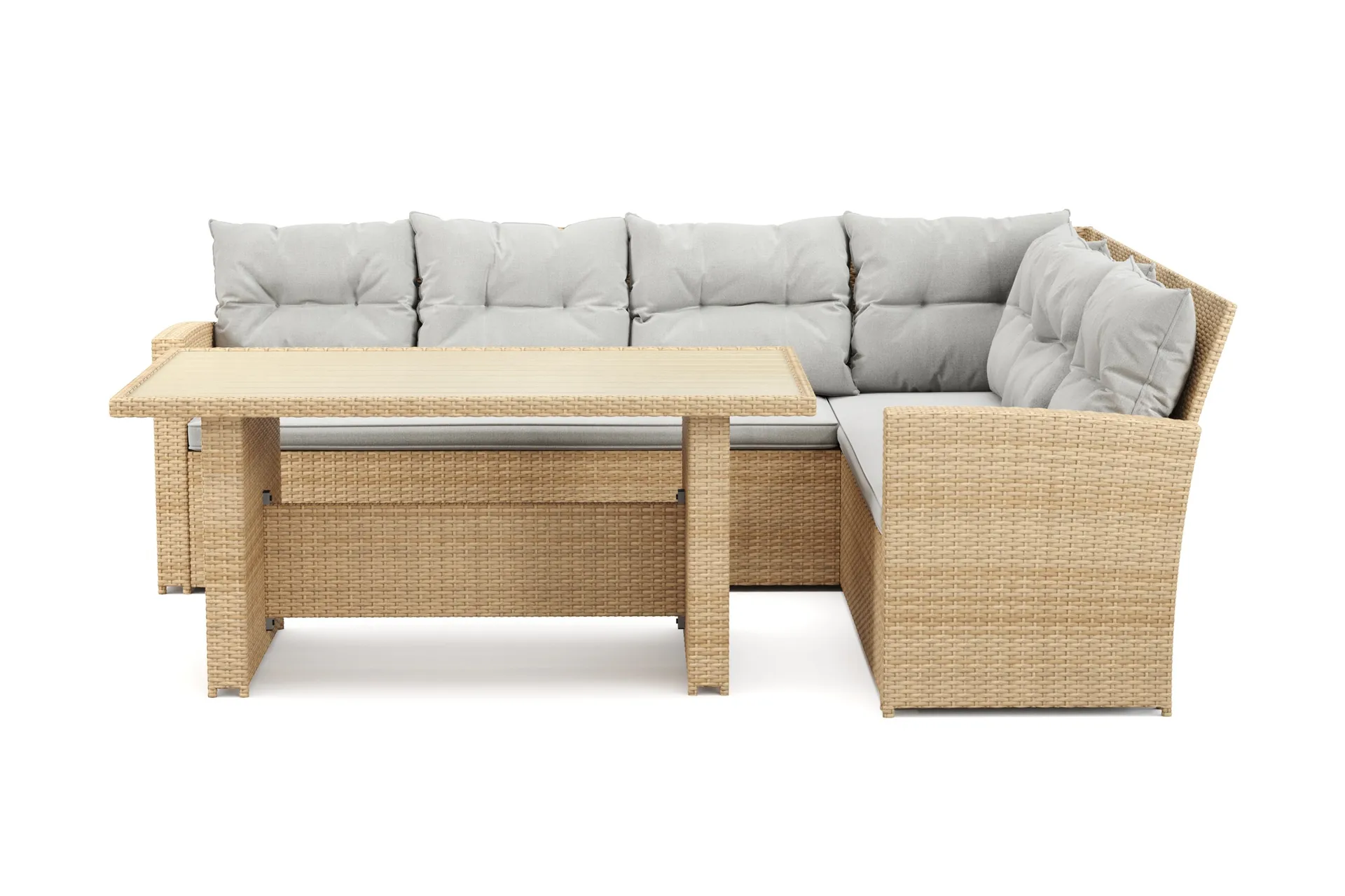 James loungegruppe utendørs – 5-seters sofagruppe i kunstrotting - Beige