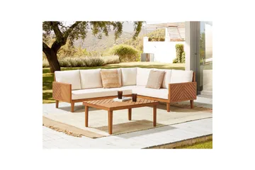 Loungegrupp Beliani Baratti 4-Sits Light wood||Beige - Hagemøbler - Loungemøbler - Sofagruppe utendørs
