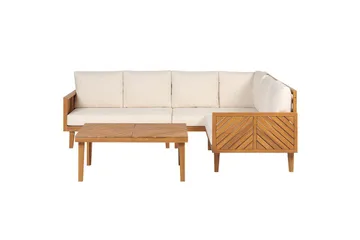 Loungegrupp Beliani Baratti 4-Sits Light wood||Beige - Hagemøbler - Loungemøbler - Sofagruppe utendørs