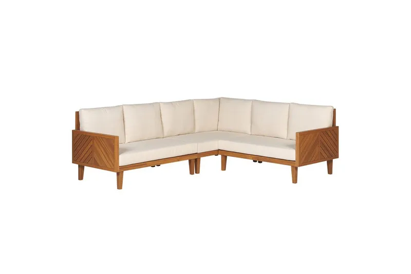 Loungegrupp Beliani Baratti 4-Sits Light wood||Beige - Hagemøbler - Loungemøbler - Sofagruppe utendørs
