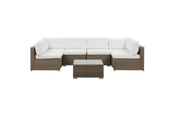 Loungegrupp Beliani Belvedere Brown||White - Hagemøbler - Loungemøbler - Sofagruppe utendørs