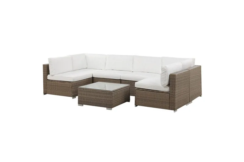 Loungegrupp Beliani Belvedere Brown||White - Hagemøbler - Loungemøbler - Sofagruppe utendørs