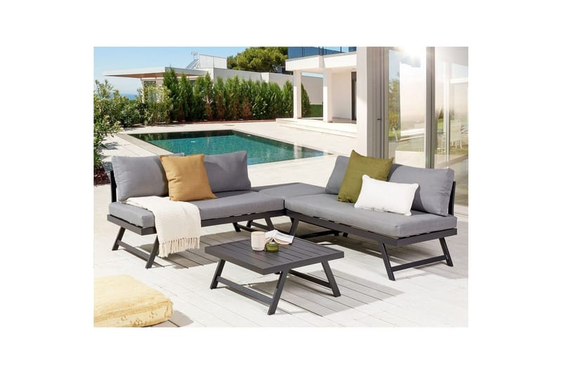 Loungegrupp Beliani Coccorino Grey||Black - Hagemøbler - Loungemøbler - Sofagruppe utendørs