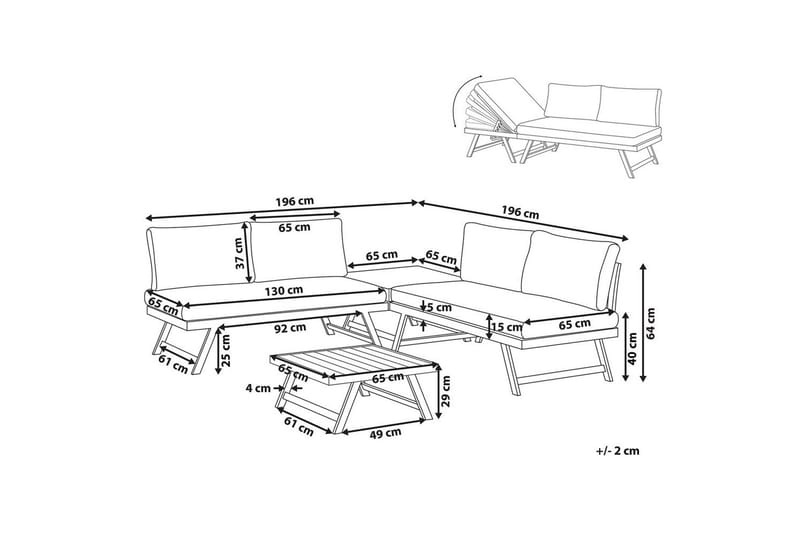 Loungegrupp Beliani Coccorino Grey||Black - Hagemøbler - Loungemøbler - Sofagruppe utendørs