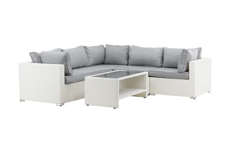 Amazon loungesofa utendørs - Grå/hvit - Hagemøbler - Loungemøbler - Loungesett